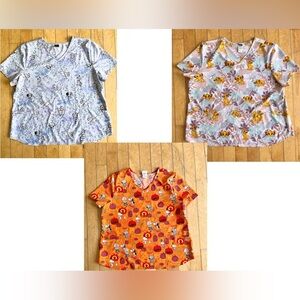 Disney & Peanuts Scrub Top Bundle – 101 Dalmatiens, Simba, Peanuts (XXL–3XL)